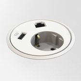 Power unit rond (1x stroom, 1x data, 1x USB Charger) - Wit