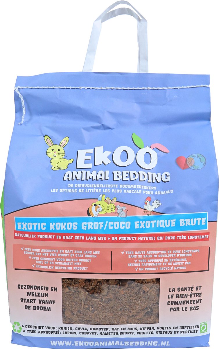 Bodembedekker - Ekoo Animal Bedding exotic kokos grof - 25 liter. - Ekoo animal Bedding