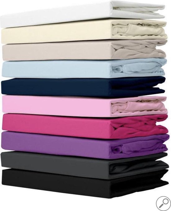 Drap-housse Premium -jersey-100% coton-stretch-Lits jumeaux-200x220+40cm- convient pour sommier tapissier- Ivoire