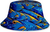 Bucket hat - Unisex - Emmerhoed - Blauw- Vissenprint