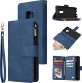 Luxe Telefoonhoesje voor Samsung Galaxy S9 Plus (S9+) | Hoogwaardig Leren Bookcase | Lederen Wallet Case | Luxe Uitstraling | Pasjeshouder 6 stuks | Portemonnee | Rits | Blauw