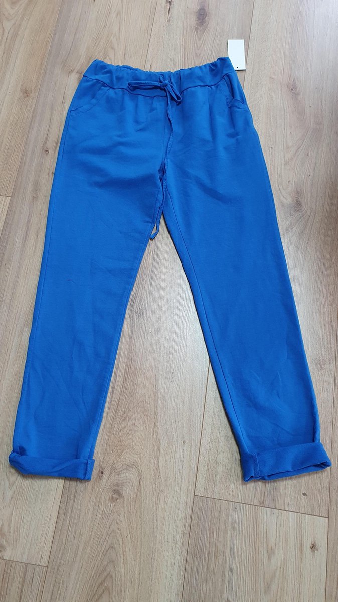 Damesmode comfy broek met elastische tailleband, kleur kobaltblauw, maat  one size | bol.com