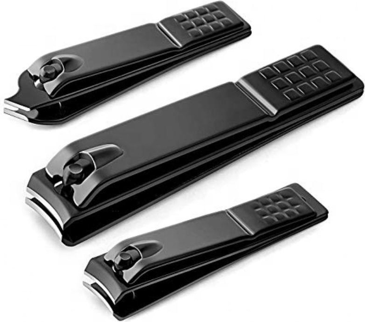 XYZ Goods - Set van 3 Zwarte Nagelknippers -  Tegen Kalknagel - Teennagelknipper - Nagelschaar - Nageltang - Anti-Slip - Verschillende Maten - XYZ Goods