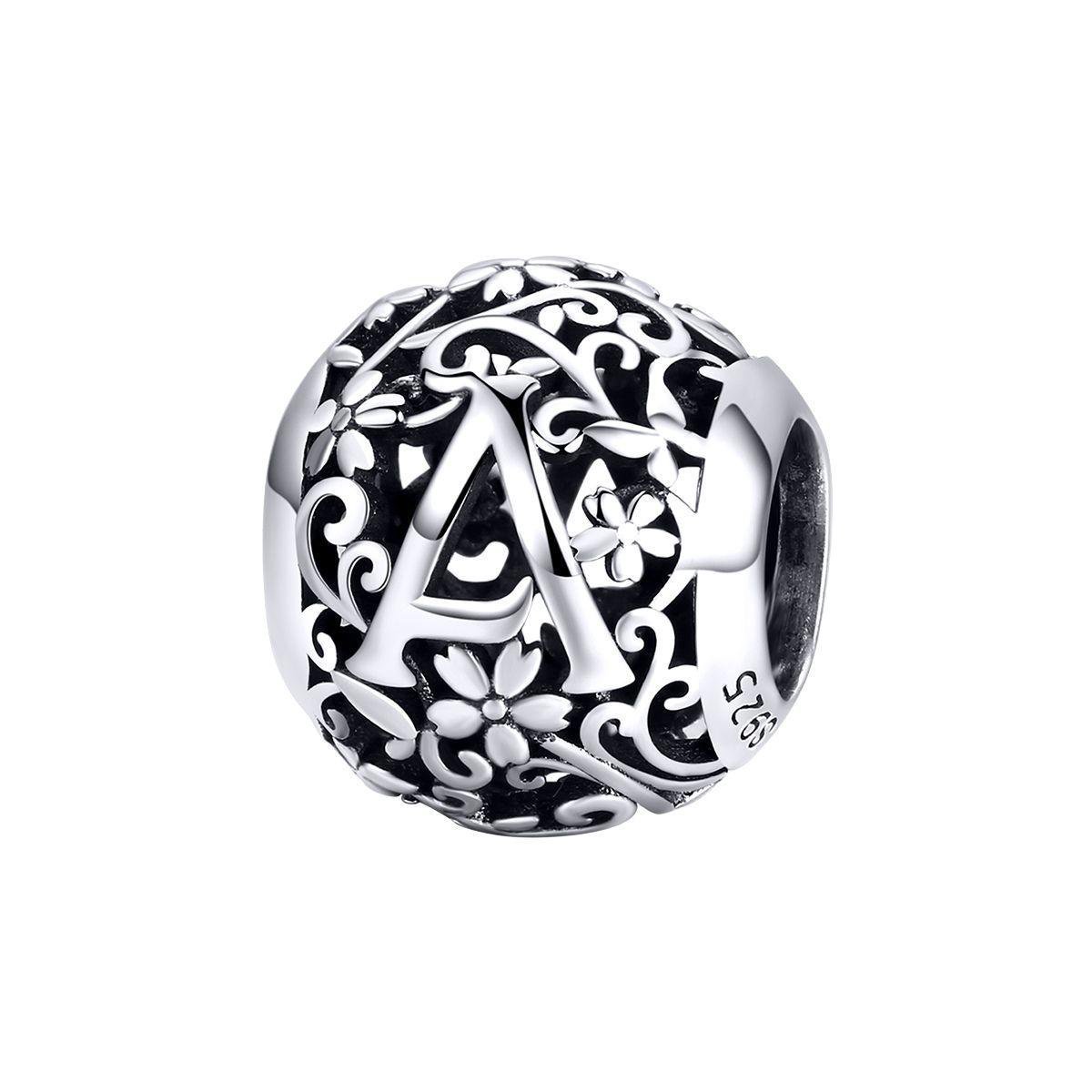 Letter A romantisch bedel | alfabet bead | Zilverana | geschikt voor alle bekende merken | 925 zilver | moederdag - Zilverana