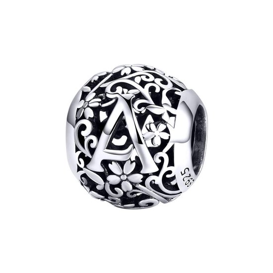 Letter A romantisch bedel | alfabet bead | Zilverana | geschikt voor alle bekende merken | 925 zilver | moederdag