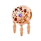 dromenvanger zirconia rose gold bedel | dreamcatcher bead | Zilverana | geschikt voor Biagi , Pandora , Trollbeads armband | 925 zilver