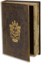 Decoratief Beeld - Leren Opberg Boek - Leer - Wexdeco - Bruin, Geel En Goud - 21.1 X 6.9 Cm