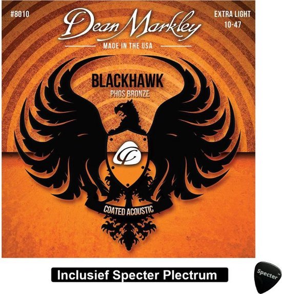 Foto: Dean markley blackhawk akoestische gitaarsnaren extra light met plectrum snarenset akoestisch