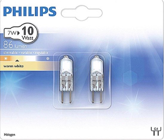 2 Steeklampjes Philips G4 10 Watt 12v Dimbaar l Energiezuinige G4 10 Watt =  Verbruik 7... | bol.com