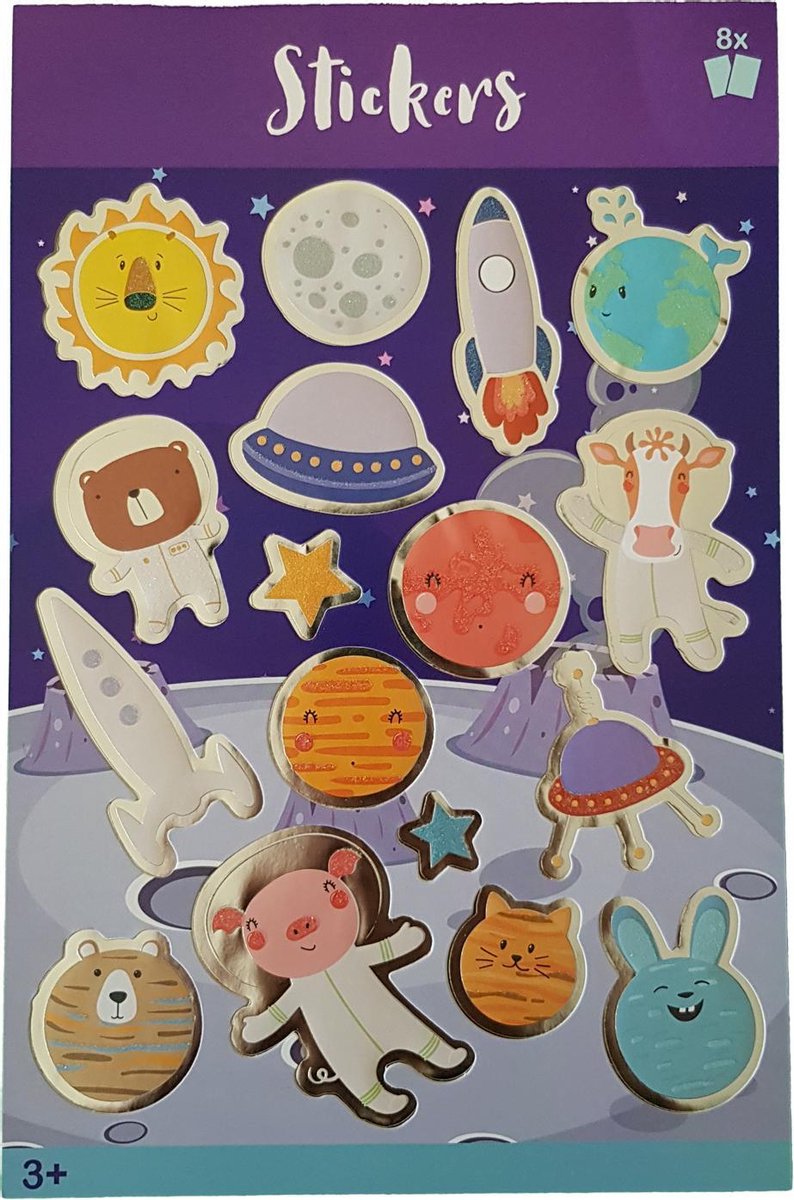 Stickerboek met glitters "Ruimte"