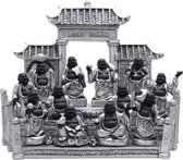 New Dutch verzameldisplay tempel met 12  Boeddha's - geluk en voorspoed - polystone - 28 x 26 x 22 cm - zwart/zilver