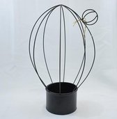 Metalen bloempot met plantenhouder zwart: 44 x 26 cm