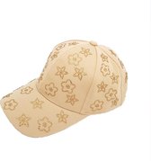 Pet dames Beige - Trendy Dames Zomer pet met UV-bescherming - Mooie Fashion pet met bloemen en sterren- Pet vrouwen, dames, meisjes