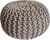 Pippa Design Poef - rond - gebreid - beige