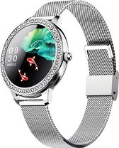 Belesy® LA DONNA - Smartwatch Dames - Horloge - 1.09 inch - Kleurenscherm - Stappenteller - Hartslag – Vrouwelijke cyclus - Maak je eigen wijzerplaat – 50+ Wijzerplaten - Staal – Milanees - Zilver - Moederdag