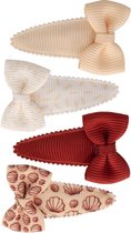 Setje baby haarspeldjes met strik nude shells | Baby