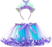 Zeemeermin jurk tutu verkleed set  + haarband - Maat 5-7 jaar prinsessen jurk verkleedjurk verkleedkleding