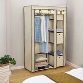 SONGMICS XL stoffen kast kleerkast opvouwbare kast campingkast met kledingroede 110 x 175 x 45 cm beige LSF007M