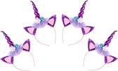 Eenhoorn Diadeem Tiara | Unicorn Feestje | Paars | 4 stuks