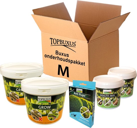 TOPBUXUS onderhoudspakket - M (medium) - voor 200m2 - Geen Buxusrups - Geen Buxusschimmel - Geen gele blaadjes - Niet chemisch - Veilig voor vogels en bijen