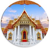 Dibond Wandcirkel - Wat Benchamabophit, Bangkok, Thailand - 60x60cm Foto op Aluminium Wandcirkel (met ophangsysteem)
