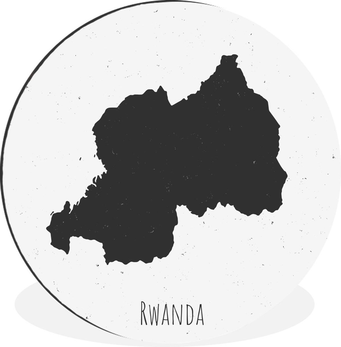 Illustration du Rwanda en noir sur fond blanc Cercle mural aluminium ...