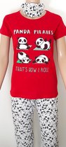 Dames pyjama volwassenen vrouw comfortabele pyjama korte mouw set 3 delig rood lente/zomer pyjama dames nachtkleding katoen panda maat L/XL