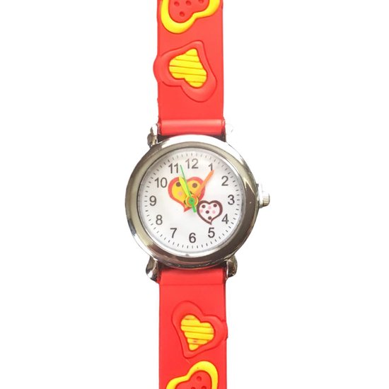 Horloge- hartjes -rood- siliconen bandje- kinderen- Charme Bijoux