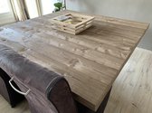 Eettafel Tendenza Base (vierkant) - 1.50 x 1.50 tafelblad steigerhout in kleur naar keuze, stalen matrix-poot | Quattro Design