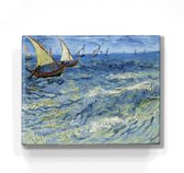Zeegezicht bij Saintes Marie - Vincent van Gogh - 24x 19,5 cm - Niet van echt te onderscheiden schilderijtje op hout - Mooier dan een print op canvas - Laqueprint.