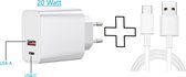 Samsung USB-C snellader fast charger ook voor Sony, Huawei, LG - 1m type - 2 in 1 oplaadblok - USB C en USB aansluiting