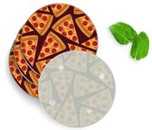 4 Luxe Glazen Onderzetters - Design Pizza Party - Rond