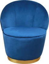 Amira Design Fauteuil – Velvet Fauteuil Blauw – Velvet Stoel Blauw – Goud – L58 x D58 x H67