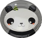 Borden / Feestborden panda - Zwart / Wit - Set van 8