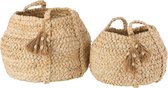 J-Line Set Van 2 Manden Gevlochten Kwastjes Jute Mais Licht Naturel