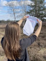 Biologisch rompertje met tekst | Kiekeboe | Rood | 98/104