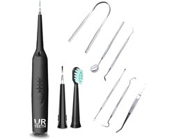 UR Teeth® Elektrische Sonische Tandsteen Verwijderaar - Met Tandartssetje - Tandenborstel - Extra Opzetstuk - Zwart