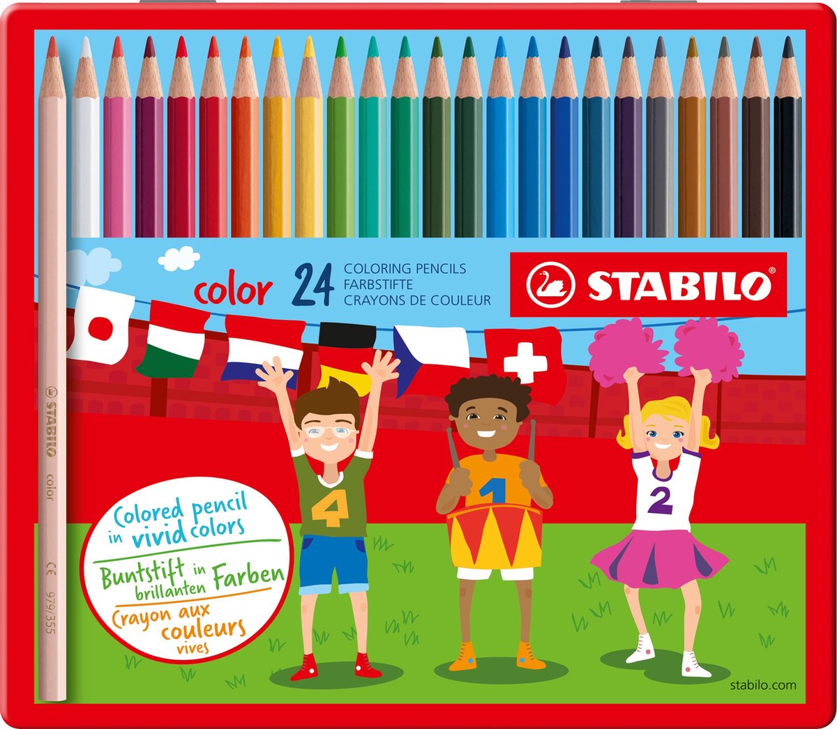 STABILO Color - Kleurpotlood - Intense Kleuren En Makkelijke Kleurafgifte - Metalen Etui Met 24 Kleuren
