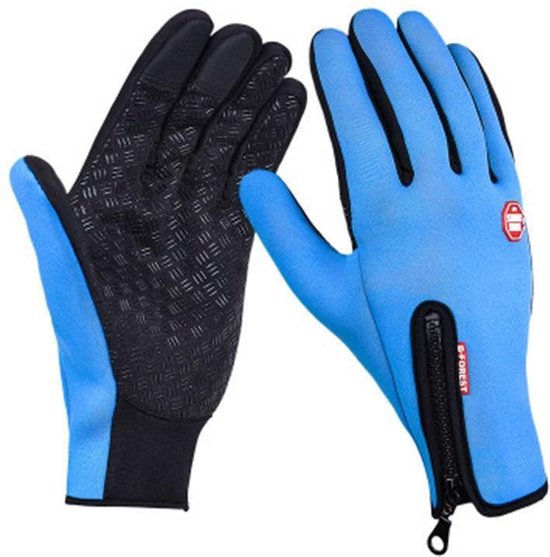 Windstopper handschoenen antislip, winddicht, thermisch warm, touchscreen, ademend, tactico winter heren, dames zwarte rits [blauw/m]