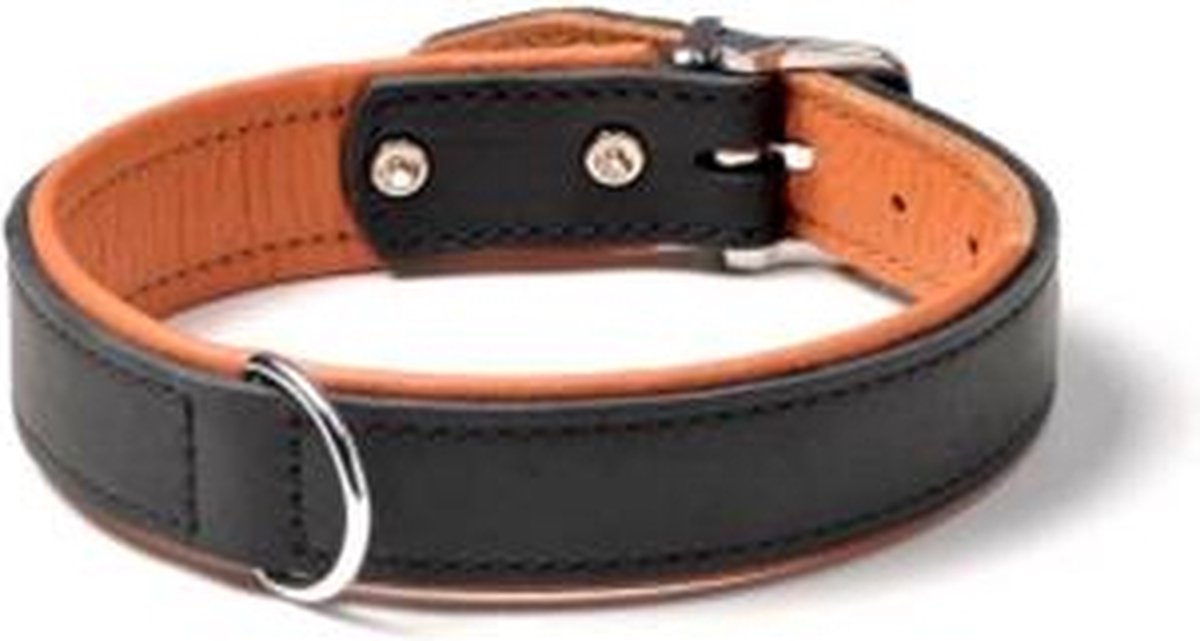 Karlie Halsband Rodeo | Lederhalsband Schwarz-cognac | 37 Cm Länge, 16 Mm Breite | Made In Germany
