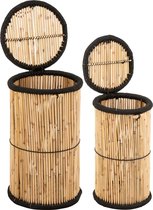 J-Line Set Van 2 Manden Cilinder Bamboe Natural/Zwart