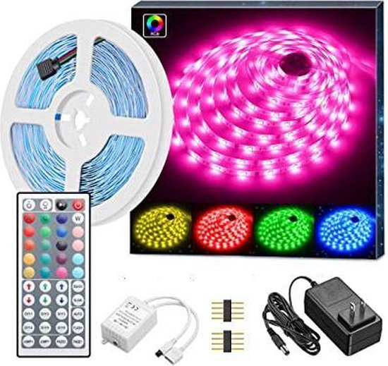 ABC-LED - Led strip - 5 m - RGB - Plug & play Waterproof (IP65) - incl. 44-Key... | bol.com