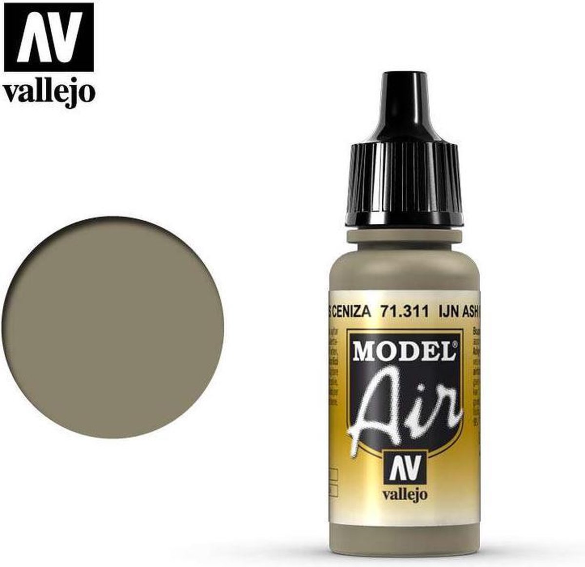 Vallejo Hobbyverf Acrylverf - 71311 Model Air Ijn Ash Grey - Acryl Verf flesje - 17 ml