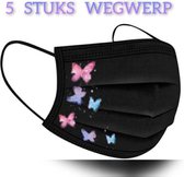 Vlinder wegwerp mondmaskers - Dans tussen de sterren - per 5 stuks