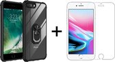 iPhone 6/6S Plus hoesje Kickstand Ring shock proof case transparant zwarte randen armor apple magneet - 1x iPhone 6/6s plus Screenprotector