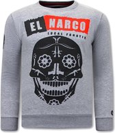 Heren Sweater met Print - El Narco - Grijs