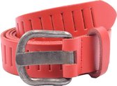 Riem - Riemen - Streepjes - Rood - 3 cm - Unisex - 100% Leren - Leder-  Riem Maat 85