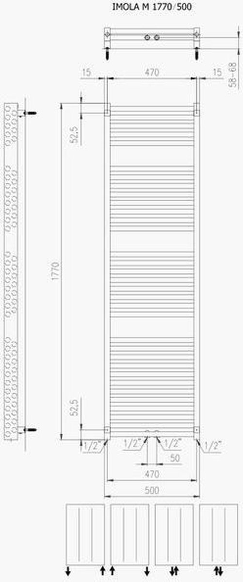 Extractie weekend voor mij Plieger Imola M designradiator – 1770 x 500 – 1155 Watt - Wit | bol.com