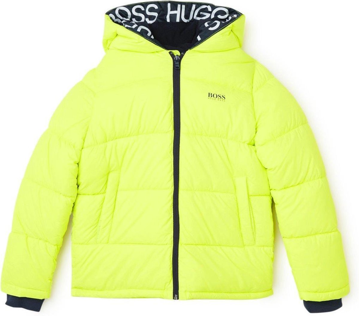 HUGO BOSS Gewatteerde jas met capuchon en logoprint - Geel - Maat 152 |  bol.com