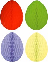 4x stuks hangende gekleurde paaseieren van papier 20 cm - Paas/pasen thema decoraties/versieringen - Honeycombs